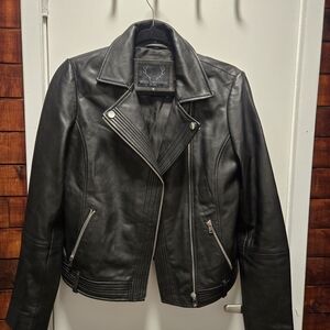 Black Leather Motorcycle Jacket - Boot & Company